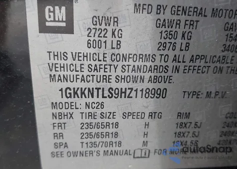 2017 GMC Acadia Sle-2 из США, поврежденный, VIN 1GKKNTLS9HZ118990